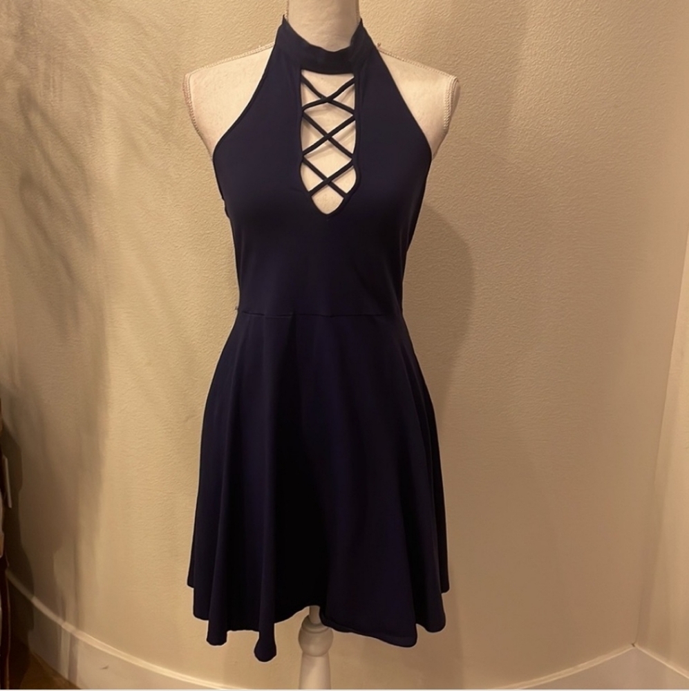 Navy Express Criss Cross Dress halter
